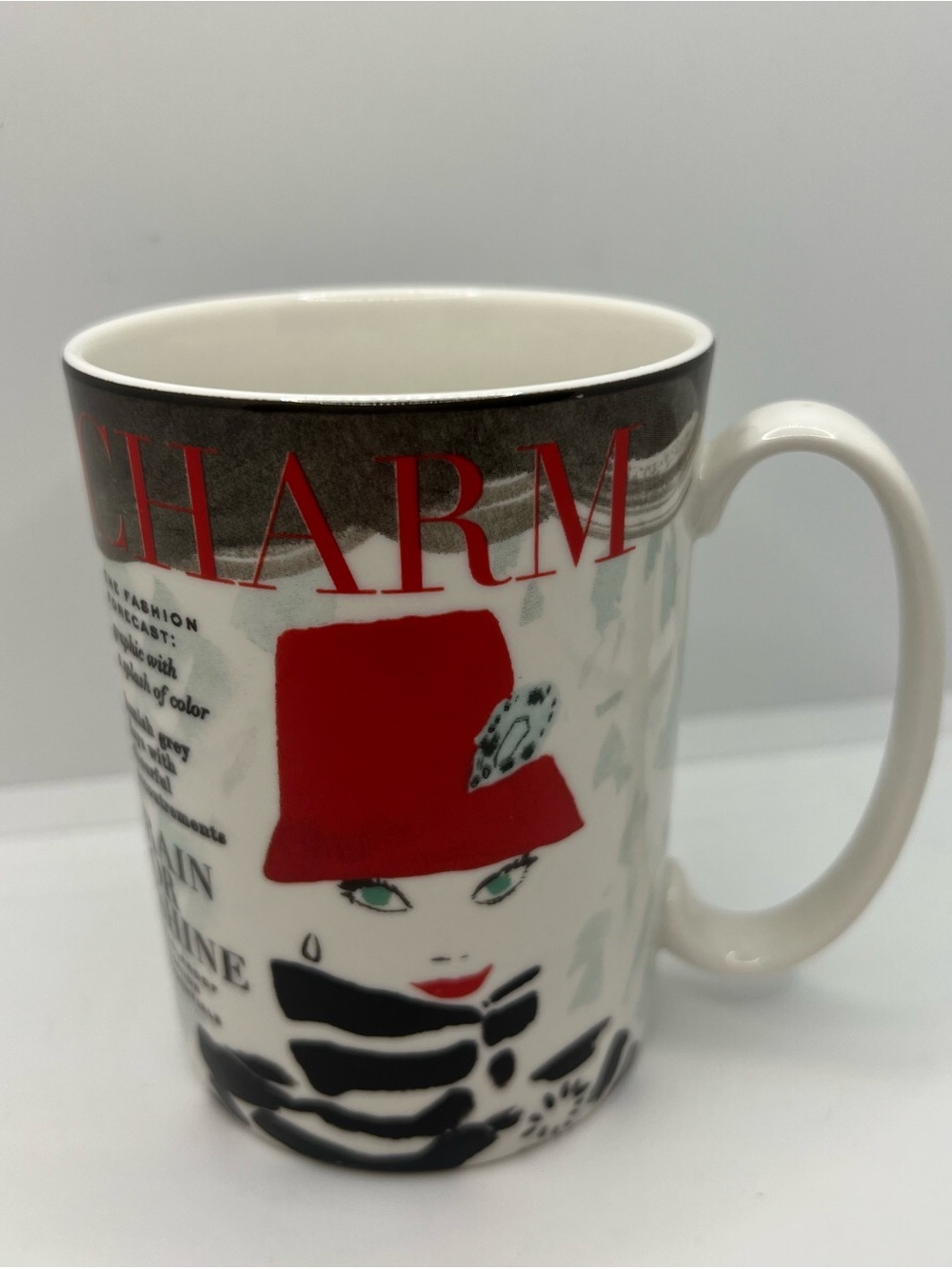 Kate Spade Lenox Charm Red Hat Fashion Illustration Mug